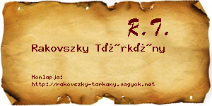 Rakovszky Tárkány névjegykártya